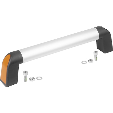 Kipp Tubular Handle Bighand, A=400, L=433, 4 Aluminum Natural Anodized, Comp: Plastic Comp:Black Ral7021, K1445.400032